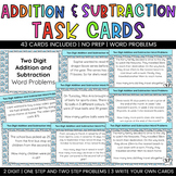 2 Digit Addition and Subtraction- 43 TASK CARDS (1 and 2 S