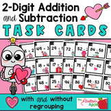 2 Digit Addition and Subtraction Task Cards - Valentine th