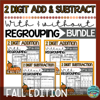 Preview of 2 Digit Addition and Subtraction With and Without Regrouping Fall BUNDLE