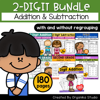 Preview of 2-Digit Addition and Subtraction With and Without Regrouping | bundle 180 pages