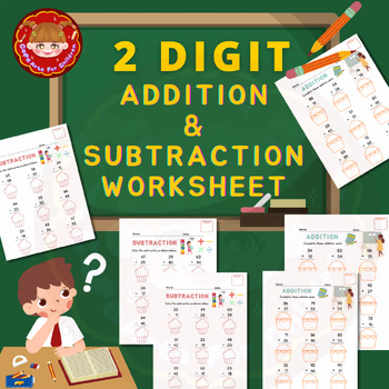 Preview of Math Worksheets 2 Digit Addition and Subtraction with without Regrouping