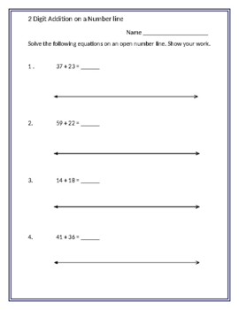 Preview of 2 Digit Addition on a Number Line