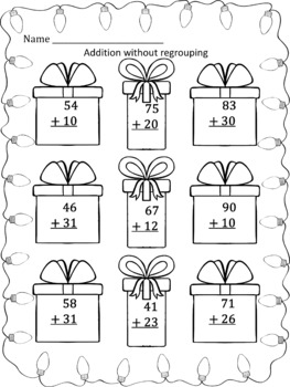 2-Digit Addition to 100 Worksheets- Christmas Theme | TpT