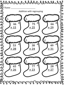 2-Digit Addition to 100 Worksheets- Christmas Theme | TPT