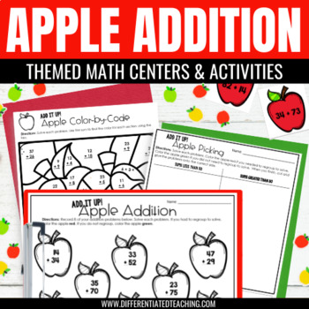 Preview of 2-Digit Addition w/ Regrouping: Apple Themed Math Activities & Centers for Fall