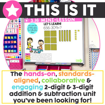 Lucky to Learn Math - 2-Digit and 3-Digit Addition and Subtraction - Unit 3  - Anchor Chart - 3-Digit Subtraction Base Ten Blocks - Lucky Little Learners