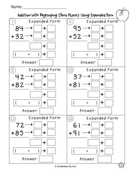 2 Digit Addition with Regrouping by The Monkey Market | TPT