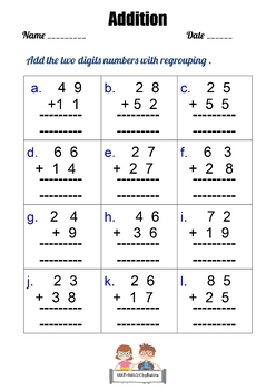Preview of 2 Digit Addition with Regrouping