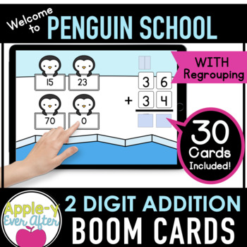 Preview of 2 Digit Addition with Regrouping | Boom Cards™ - Distance Learning