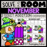 2 Digit Addition with Regrouping Thanksgiving Math Center 