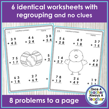 Worksheets • 2-Digit Addition with Regrouping Worksheets • Easter