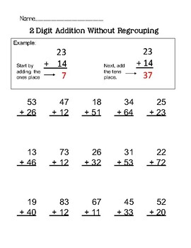 2 Digit Addition With And Without Regrouping By Miss Winegardner