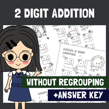 Preview of 2 Digit Addition without Regrouping Math Worksheets ,150 in total