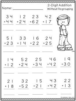 2 digit addition without regrouping worksheets by learning desk tpt