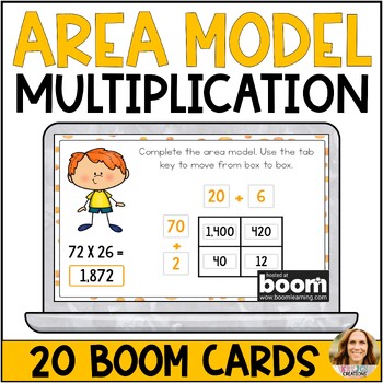 Preview of 2 Digit Area Model Multiplication Digital Boom Cards - 4th Grade Math Center