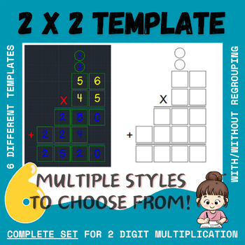 Preview of 2-Digit BY 2-Digit COMPLETE Multiplication Template WORKSHEETS/ Organizers