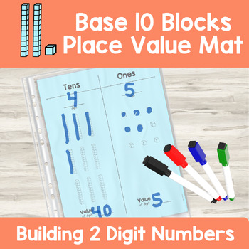 Preview of 2 Digit Base Ten Blocks Place Value Mat | 1st 2nd Grade Dry Erase Chart