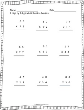 Digit By 2 Digit Multiplication Worksheets Bundle! More Included!