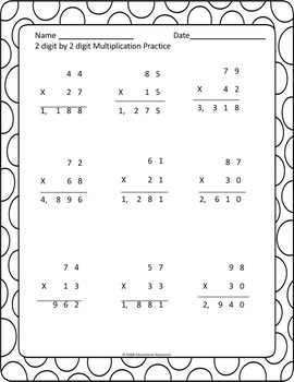 multiplication worksheets 2 digit by 2 digit bundle more included