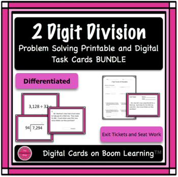 Preview of 2 Digit Division Printable and Digital Task Card {Differentiated} Bundle