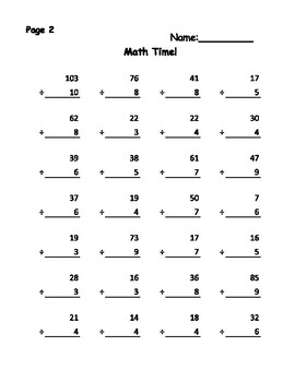 two digit division worksheets with remainders by luke slatter tpt