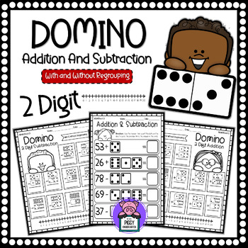 Preview of 2 Digit Addition and Subtraction Practice with Domino - Math Activities