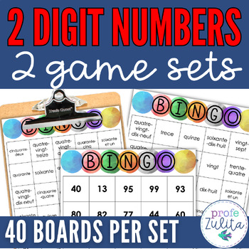 Preview of 2 Digit French Numbers BINGO Game - Les Nombres Vocabulary