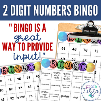 2 Digit French Numbers BINGO Game - Les Nombres Vocabulary by Profe Zulita