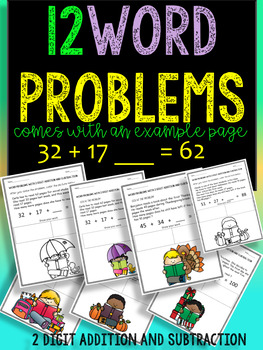 Preview of WINTER  BACK TO SCHOOL -  2 DIGIT MATH WORD PROBLEMS