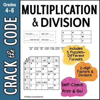 Preview of 2-Digit Multiplication & Division Practice Activities - Crack the Code