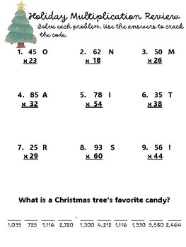 2 Digit Multiplication Holiday Worksheet by Teacheyjp | TPT