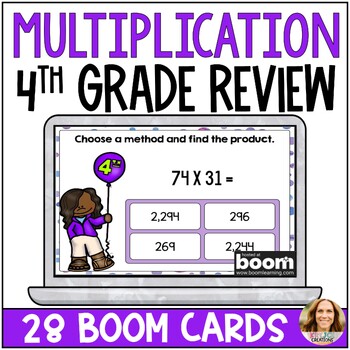 Preview of 2 Digit Multiplication Strategies Digital Boom Cards - 4th Grade Math Review