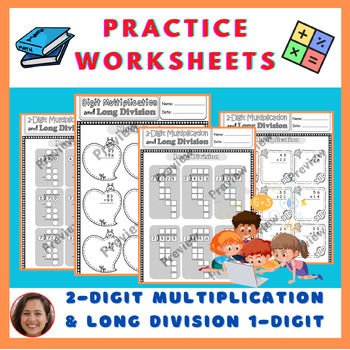 Preview of 2-Digit Multiplication and Long Division 1-Digit Divisors Practice Worksheets