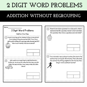 Preview of 2 Digit One-Step Addition Word Problems FREEBIE