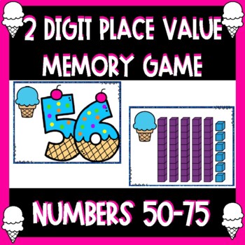 Preview of 2 Digit Place Value Memory Game: Base Ten Place Value within Numbers 50-75