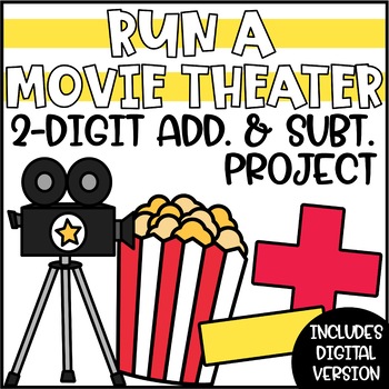 Preview of 2-Digit Regrouping Addition & Subtraction Project - Movie Theater