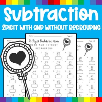 Preview of 2-Digit Subtracting Mixed Numbers With Regrouping Borrowing Printables & Digital