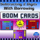 2 Digit Subtracting with Borrowing or Regrouping Boom Cards