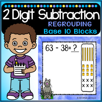 Preview of 2 Digit Subtraction Base 10 Blocks - Regrouping | Digital & Interactive