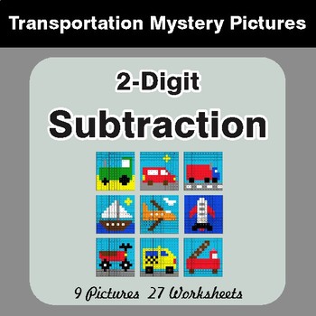 2-Digit Subtraction - Color-By-Number Math Mystery Pictures