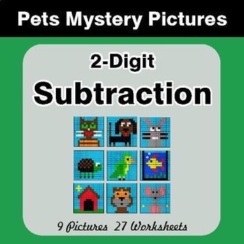 2-Digit Subtraction - Color-By-Number Math Mystery Pictures