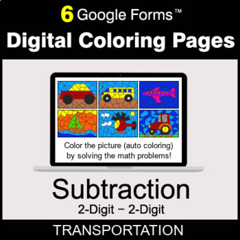 Preview of 2-Digit Subtraction - Digital Coloring Pages | Google Forms