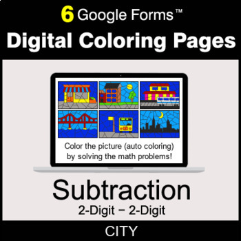 Preview of 2-Digit Subtraction - Digital Coloring Pages | Google Forms