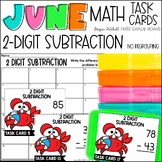 2 Digit Subtraction No Regrouping June Task Card Activity 