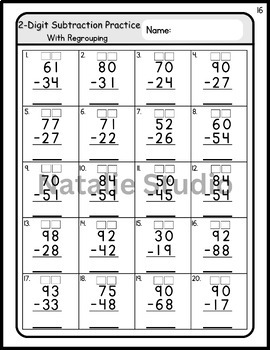 2 Digit Subtraction Practice With Regrouping | Printables | Worksheet ...