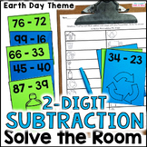 2 Digit Subtraction Regrouping Solve the Room - Earth Day 