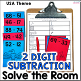 2 Digit Subtraction Regrouping Solve the Room - USA Math -