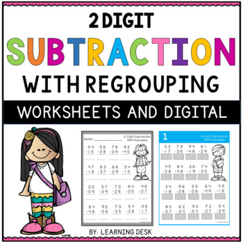 2 Digit Subtraction With Regrouping Worksheets by Learning Desk | TpT