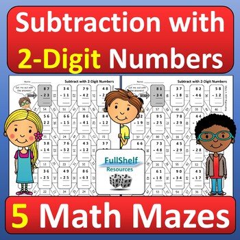 2-Digit Subtraction With and Without Regrouping Math Mazes Worksheets ...