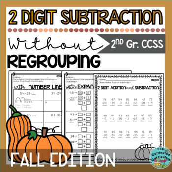 Preview of 2 Digit Subtraction Without Regrouping Fall Theme